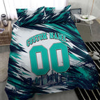 Personalised Brisbane Heat Cricket Fan Pride Bedding Set Dynamic Flaming Cricket Graphic Art With Brisbane Skyline