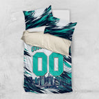 Personalised Brisbane Heat Cricket Fan Pride Bedding Set Dynamic Flaming Cricket Graphic Art With Brisbane Skyline