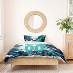 Personalised Brisbane Heat Cricket Fan Pride Bedding Set Dynamic Flaming Cricket Graphic Art With Brisbane Skyline