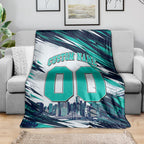 Personalised Brisbane Heat Cricket Fan Pride Blanket Dynamic Flaming Cricket Graphic Art With Brisbane Skyline