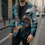Personalised Brisbane Heat Cricket Fan Pride Blazer Dynamic Flaming Cricket Graphic Art With Brisbane Skyline