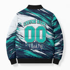 Personalised Brisbane Heat Cricket Fan Pride Bomber Puffer Jacket Dynamic Flaming Cricket Graphic Art With Brisbane Skyline