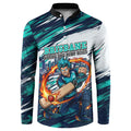 Personalised Brisbane Heat Cricket Fan Pride Button Sweatshirt Dynamic Flaming Cricket Graphic Art With Brisbane Skyline
