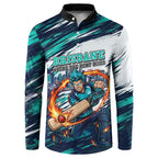 Personalised Brisbane Heat Cricket Fan Pride Button Sweatshirt Dynamic Flaming Cricket Graphic Art With Brisbane Skyline