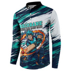 Personalised Brisbane Heat Cricket Fan Pride Button Sweatshirt Dynamic Flaming Cricket Graphic Art With Brisbane Skyline