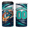 Personalised Brisbane Heat Cricket Fan Pride 4 in 1 Can Cooler Tumbler Dynamic Flaming Cricket Graphic Art With Brisbane Skyline