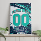 Personalised Brisbane Heat Cricket Fan Pride Canvas Wall Art Dynamic Flaming Cricket Graphic Art With Brisbane Skyline
