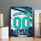 Personalised Brisbane Heat Cricket Fan Pride Canvas Wall Art Dynamic Flaming Cricket Graphic Art With Brisbane Skyline