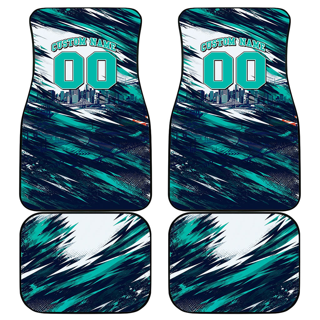 Personalised Brisbane Heat Cricket Fan Pride Car Mats Dynamic Flaming Cricket Graphic Art With Brisbane Skyline