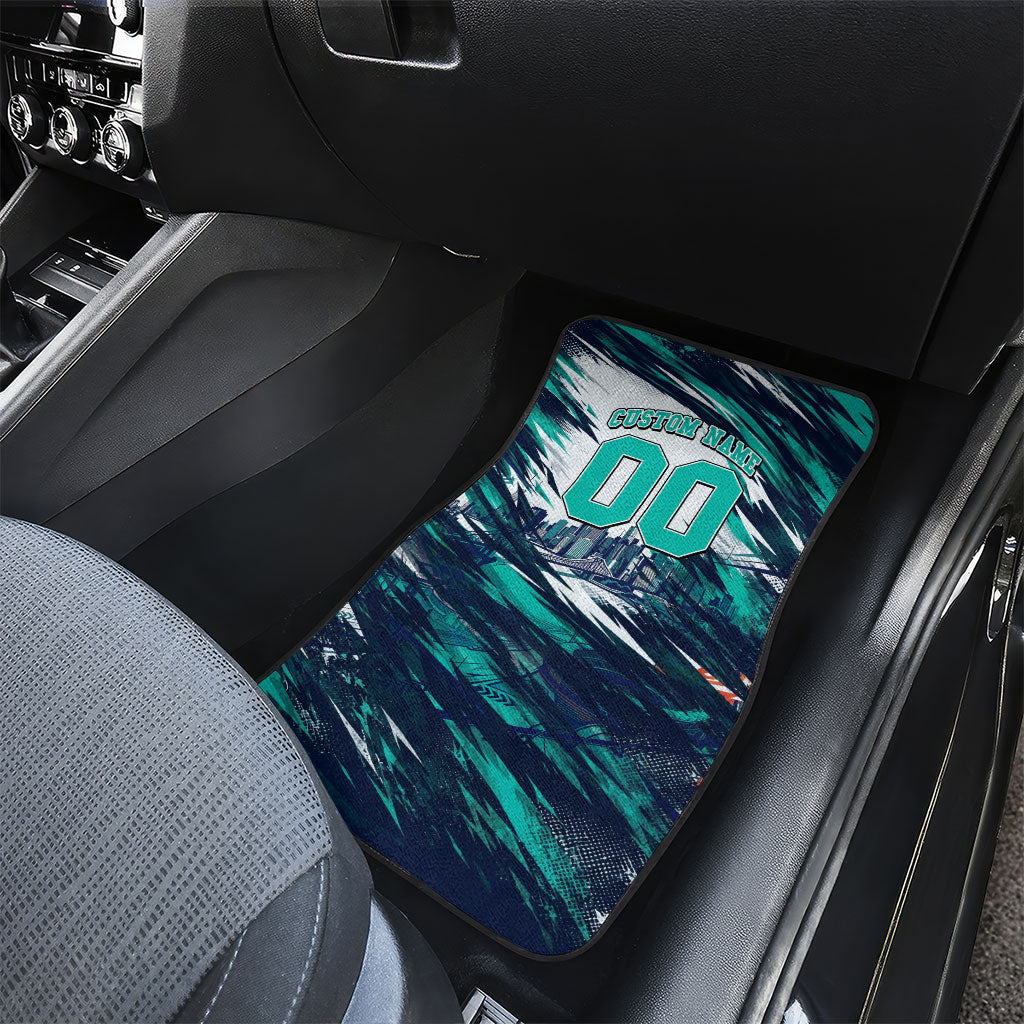 Personalised Brisbane Heat Cricket Fan Pride Car Mats Dynamic Flaming Cricket Graphic Art With Brisbane Skyline