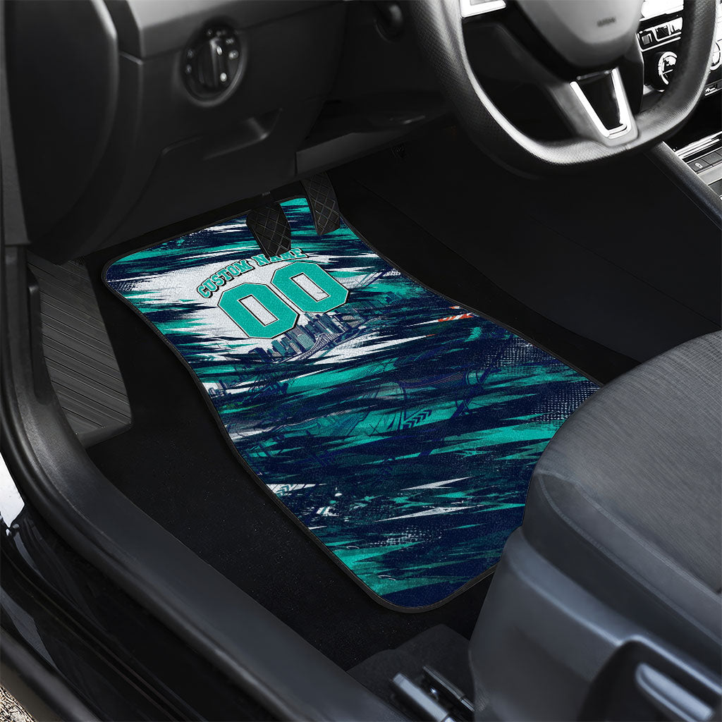 Personalised Brisbane Heat Cricket Fan Pride Car Mats Dynamic Flaming Cricket Graphic Art With Brisbane Skyline