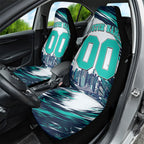 Personalised Brisbane Heat Cricket Fan Pride Car Seat Cover Dynamic Flaming Cricket Graphic Art With Brisbane Skyline