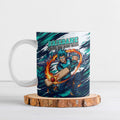 Personalised Brisbane Heat Cricket Fan Pride Ceramic Mug Dynamic Flaming Cricket Graphic Art With Brisbane Skyline