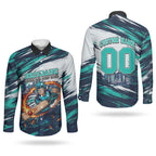 Personalised Brisbane Heat Cricket Fan Pride Couples Matching Short Sleeve Bodycon Dress and Long Sleeve Button Shirt Dynamic Flaming Cricket Graphic Art With Brisbane Skyline