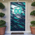 Personalised Brisbane Heat Cricket Fan Pride Door Cover Dynamic Flaming Cricket Graphic Art With Brisbane Skyline