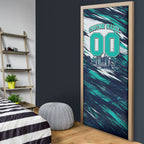 Personalised Brisbane Heat Cricket Fan Pride Door Cover Dynamic Flaming Cricket Graphic Art With Brisbane Skyline