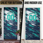 Personalised Brisbane Heat Cricket Fan Pride Door Cover Dynamic Flaming Cricket Graphic Art With Brisbane Skyline