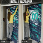 Personalised Brisbane Heat Cricket Fan Pride Door Cover Dynamic Flaming Cricket Graphic Art With Brisbane Skyline