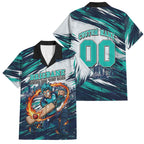 Personalised Brisbane Heat Cricket Fan Pride Family Matching Mermaid Dress and Hawaiian Shirt Dynamic Flaming Cricket Graphic Art With Brisbane Skyline