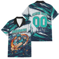 Personalised Brisbane Heat Cricket Fan Pride Family Matching Off The Shoulder Long Sleeve Dress and Hawaiian Shirt Dynamic Flaming Cricket Graphic Art With Brisbane Skyline