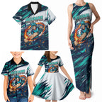 Personalised Brisbane Heat Cricket Fan Pride Family Matching Tank Maxi Dress and Hawaiian Shirt Dynamic Flaming Cricket Graphic Art With Brisbane Skyline