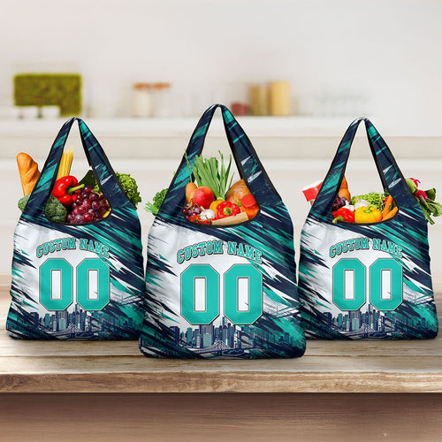 Personalised Brisbane Heat Cricket Fan Pride Grocery Bag Dynamic Flaming Cricket Graphic Art With Brisbane Skyline