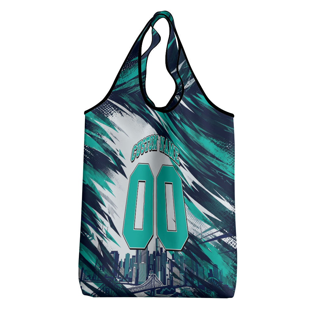 Personalised Brisbane Heat Cricket Fan Pride Grocery Bag Dynamic Flaming Cricket Graphic Art With Brisbane Skyline