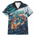 Personalised Brisbane Heat Cricket Fan Pride Hawaiian Shirt Dynamic Flaming Cricket Graphic Art With Brisbane Skyline