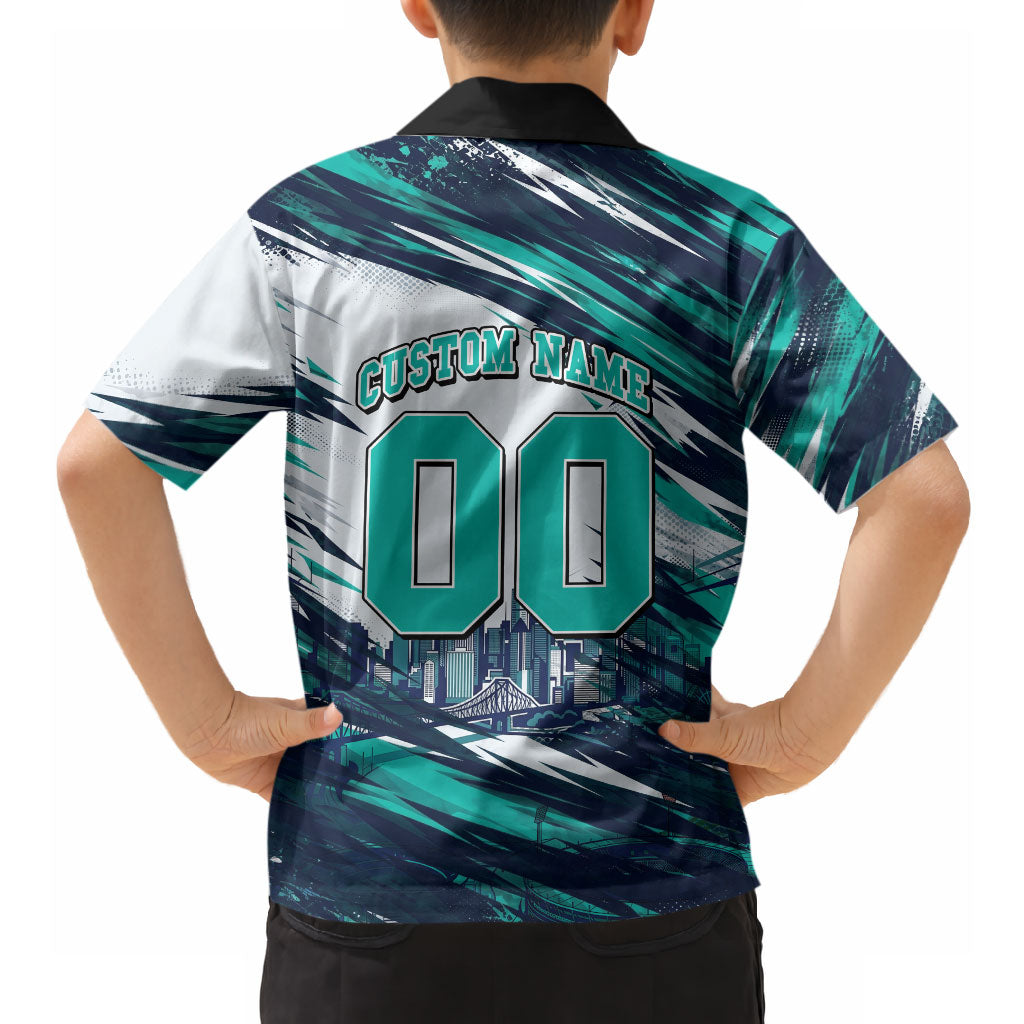 Personalised Brisbane Heat Cricket Fan Pride Hawaiian Shirt Dynamic Flaming Cricket Graphic Art With Brisbane Skyline
