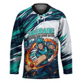 Personalised Brisbane Heat Cricket Fan Pride Hockey Jersey Dynamic Flaming Cricket Graphic Art With Brisbane Skyline