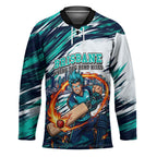 Personalised Brisbane Heat Cricket Fan Pride Hockey Jersey Dynamic Flaming Cricket Graphic Art With Brisbane Skyline