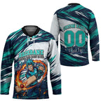 Personalised Brisbane Heat Cricket Fan Pride Hockey Jersey Dynamic Flaming Cricket Graphic Art With Brisbane Skyline