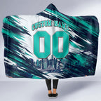 Personalised Brisbane Heat Cricket Fan Pride Hooded Blanket Dynamic Flaming Cricket Graphic Art With Brisbane Skyline