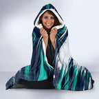 Personalised Brisbane Heat Cricket Fan Pride Hooded Blanket Dynamic Flaming Cricket Graphic Art With Brisbane Skyline