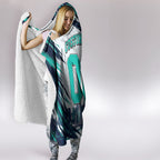 Personalised Brisbane Heat Cricket Fan Pride Hooded Blanket Dynamic Flaming Cricket Graphic Art With Brisbane Skyline