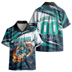 Personalised Brisbane Heat Cricket Fan Pride Kid Hawaiian Shirt Dynamic Flaming Cricket Graphic Art With Brisbane Skyline