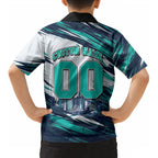Personalised Brisbane Heat Cricket Fan Pride Kid Hawaiian Shirt Dynamic Flaming Cricket Graphic Art With Brisbane Skyline
