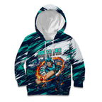 Personalised Brisbane Heat Cricket Fan Pride Kid Hoodie Dynamic Flaming Cricket Graphic Art With Brisbane Skyline