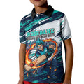 Personalised Brisbane Heat Cricket Fan Pride Kid Polo Shirt Dynamic Flaming Cricket Graphic Art With Brisbane Skyline