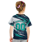 Personalised Brisbane Heat Cricket Fan Pride Kid T Shirt Dynamic Flaming Cricket Graphic Art With Brisbane Skyline
