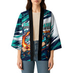 Personalised Brisbane Heat Cricket Fan Pride Kimono Dynamic Flaming Cricket Graphic Art With Brisbane Skyline