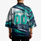 Personalised Brisbane Heat Cricket Fan Pride Kimono Dynamic Flaming Cricket Graphic Art With Brisbane Skyline