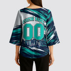 Personalised Brisbane Heat Cricket Fan Pride Kimono Sleeve Blouse Dynamic Flaming Cricket Graphic Art With Brisbane Skyline