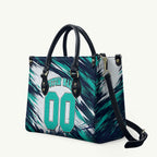 Personalised Brisbane Heat Cricket Fan Pride Leather Bag Dynamic Flaming Cricket Graphic Art With Brisbane Skyline