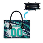 Personalised Brisbane Heat Cricket Fan Pride Leather Bag Dynamic Flaming Cricket Graphic Art With Brisbane Skyline