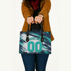 Personalised Brisbane Heat Cricket Fan Pride Leather Bag Dynamic Flaming Cricket Graphic Art With Brisbane Skyline