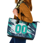 Personalised Brisbane Heat Cricket Fan Pride Leather Tote Bag Dynamic Flaming Cricket Graphic Art With Brisbane Skyline