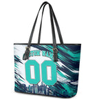 Personalised Brisbane Heat Cricket Fan Pride Leather Tote Bag Dynamic Flaming Cricket Graphic Art With Brisbane Skyline