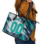 Personalised Brisbane Heat Cricket Fan Pride Leather Tote Bag Dynamic Flaming Cricket Graphic Art With Brisbane Skyline