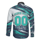 Personalised Brisbane Heat Cricket Fan Pride Long Sleeve Button Shirt Dynamic Flaming Cricket Graphic Art With Brisbane Skyline